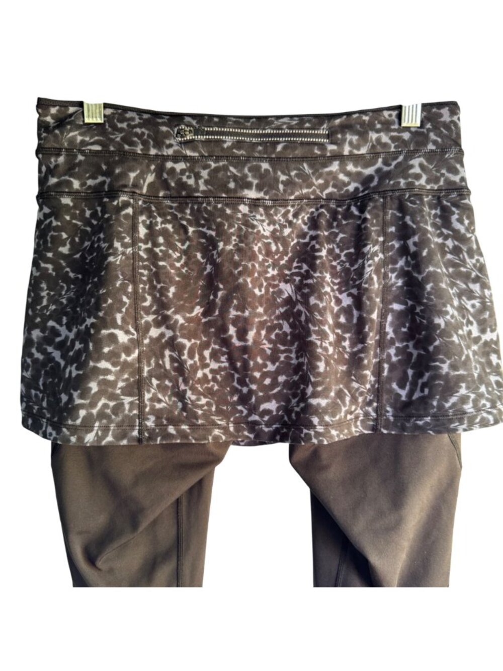 Athleta Flirty Stardust 2 In 1 Skirt Capris Leggings M Black Animal Print 929779 - Picture 12 of 14